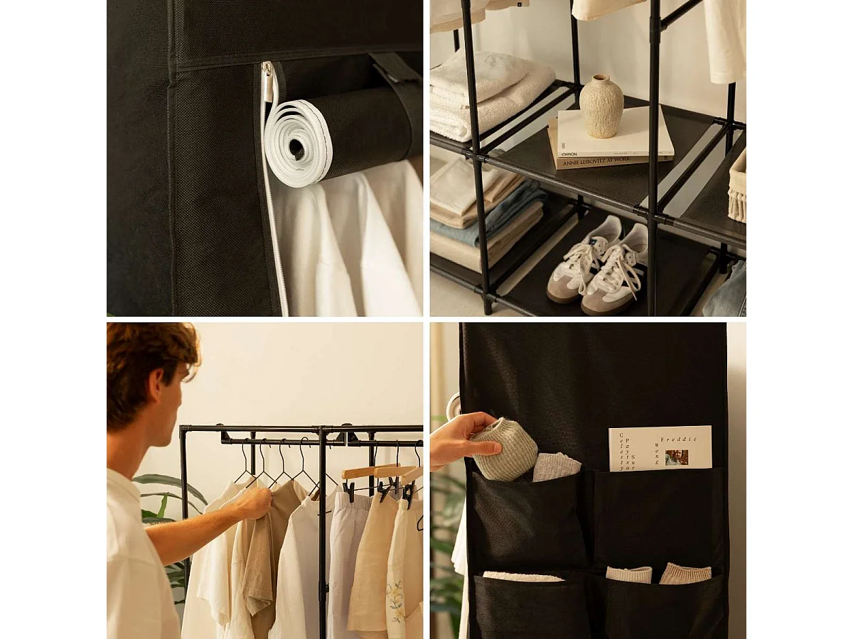 Armario de Tela  Canvas V130 Negro - Newlux