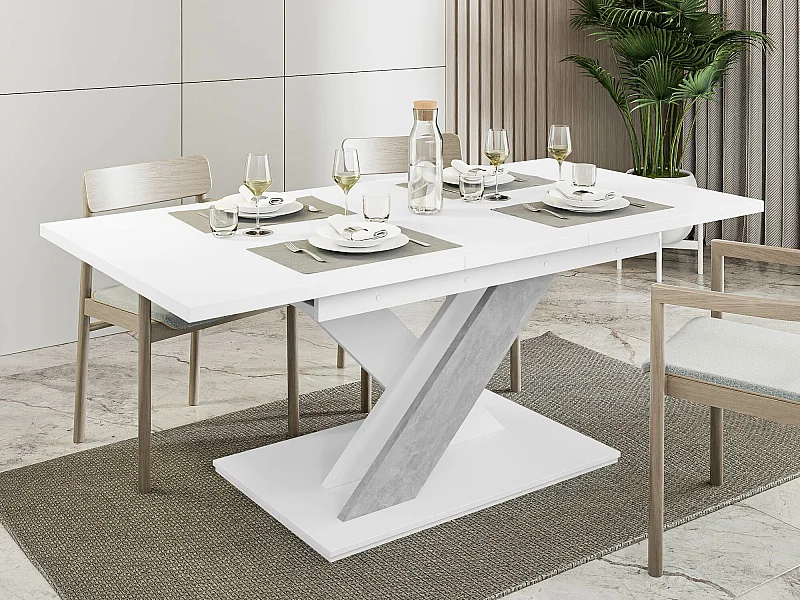 Table Goodyear 103, Béton|Blanc, 76x80x140cm, Disponible, Stratifié