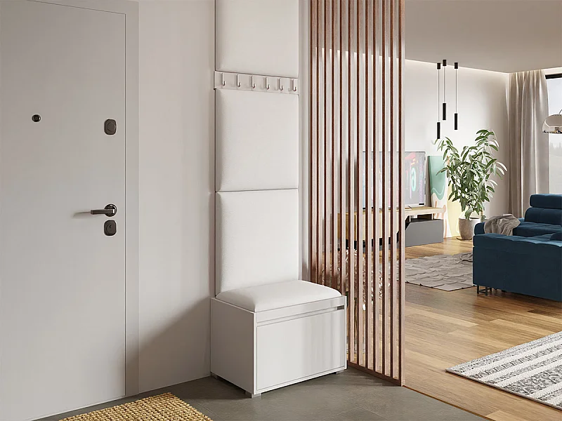 Meuble d'entrée Comfivo 399, 65x34cm, Blanc, Faux cuir|Stratifié, Murale|À poser