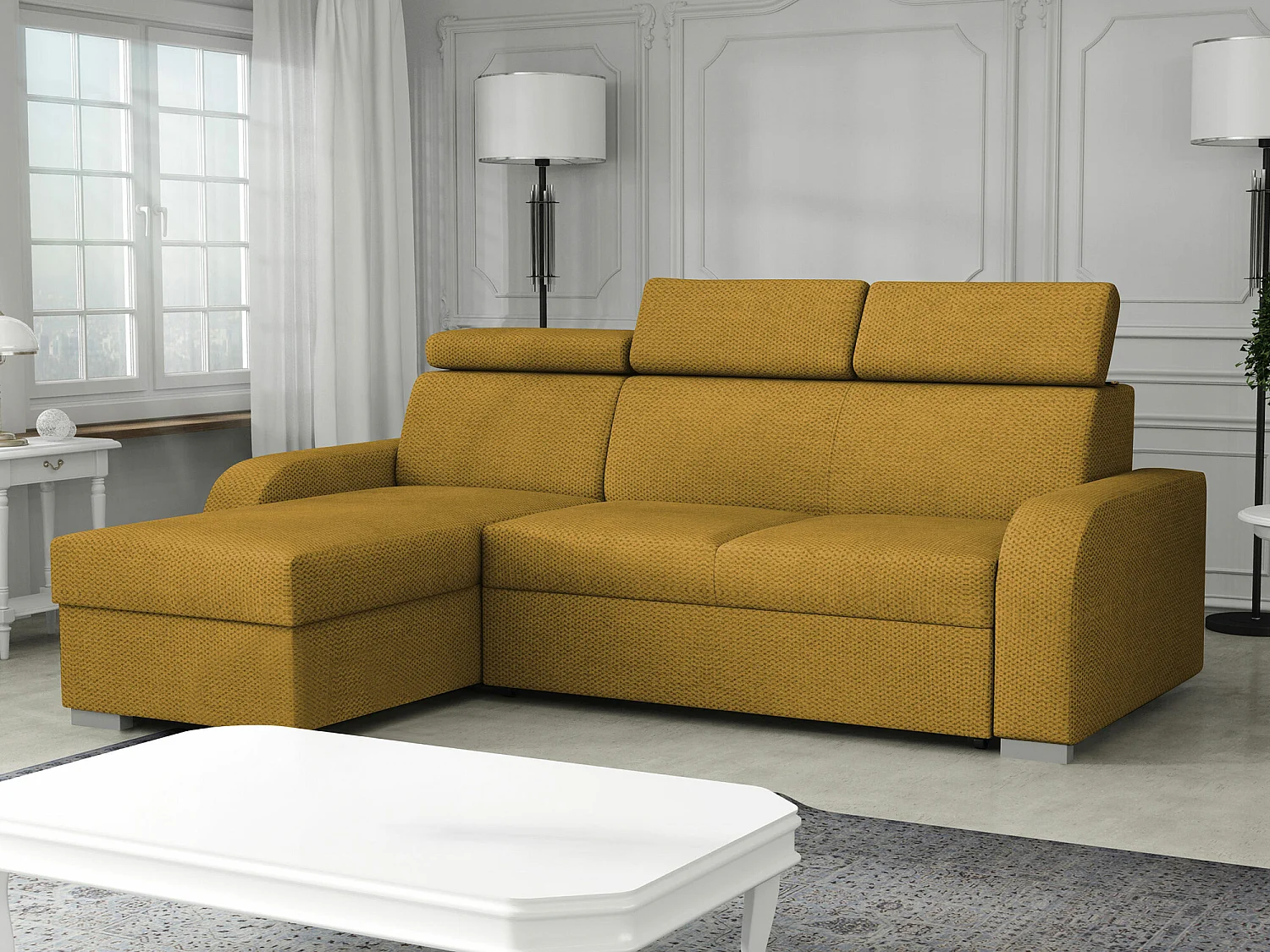 Canapé d'angle Etrcala 100, Jaune, Disponible, 235x170x85cm