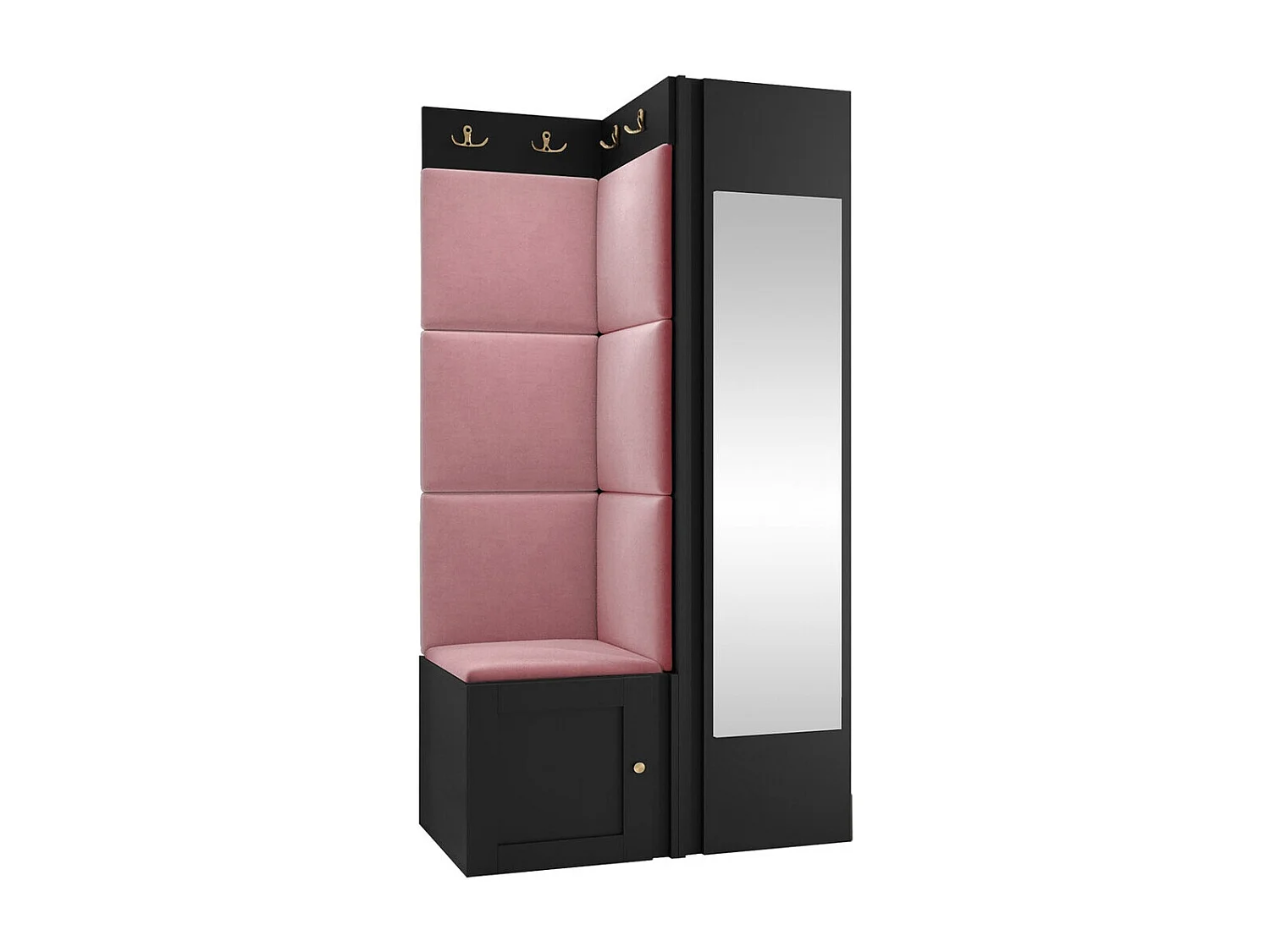 Meuble d'entrée Hartford 382, 186x82x46cm, Disponible, Rose|Noir, Tissu|MDF|Stratifié