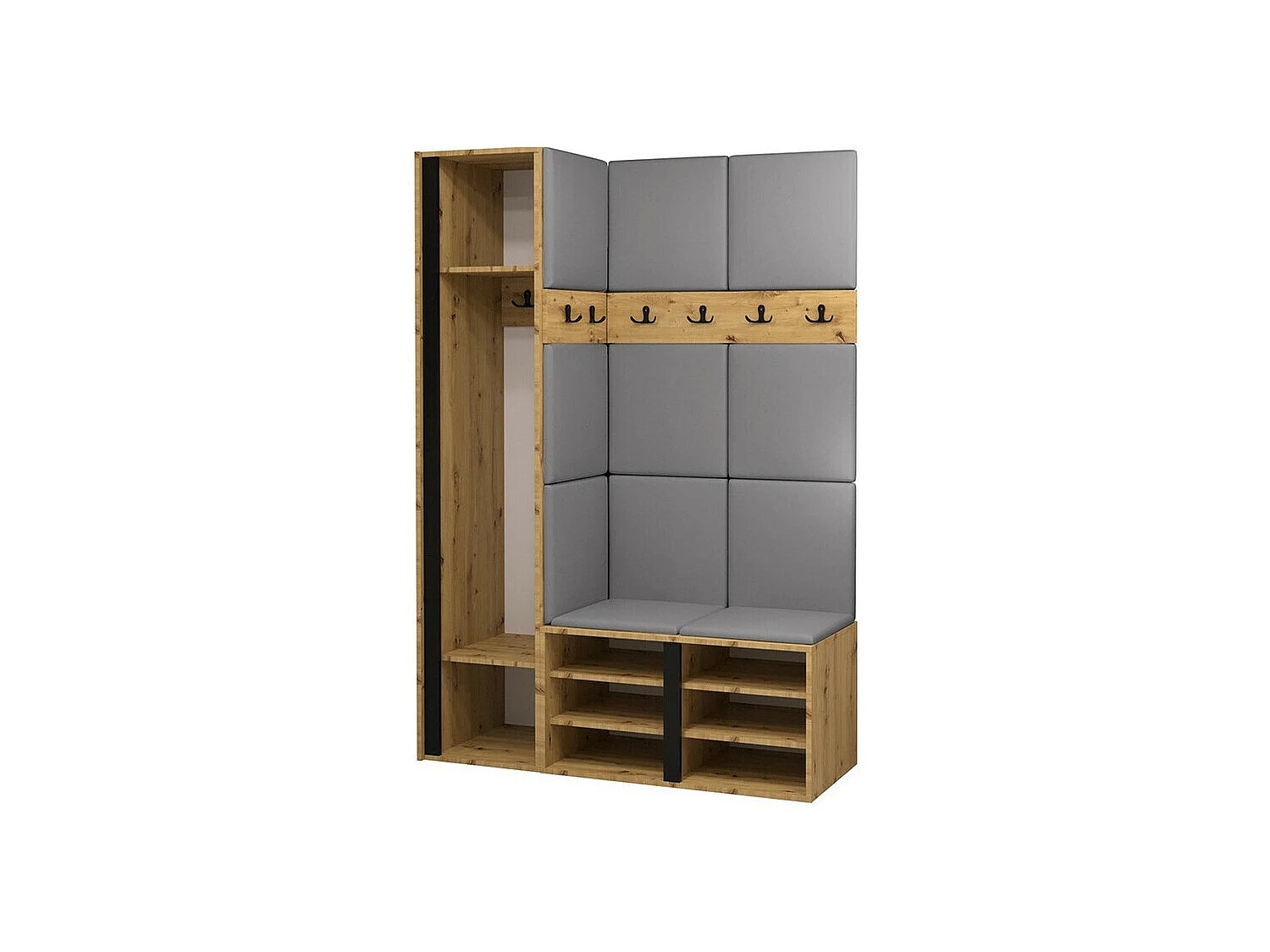 Meuble d'entrée Hartford 471, 186x124x44cm, Chêne Artisan, Faux cuir|Stratifié