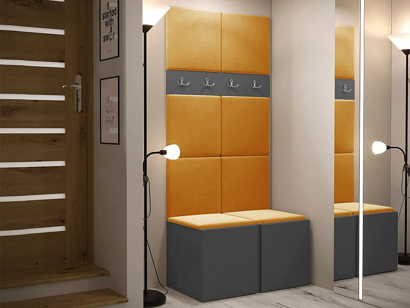 Meuble d'entrée Hartford 267, 186x84x46cm, Graphite, Stratifié, Murale|À poser