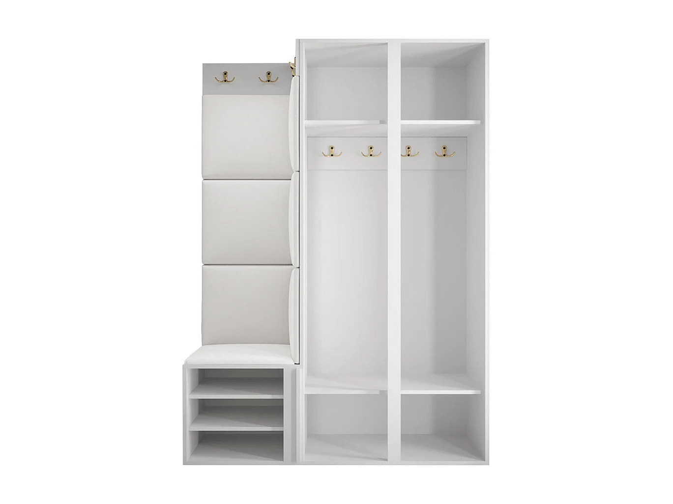 Meuble d'entrée Hartford 379, 186x116x46cm, Brun clair|Blanc, Tissu|MDF|Stratifié
