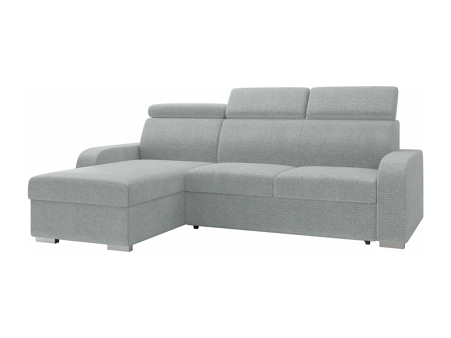 Sofá rinconero Ovos, Gris claro, Función de descanso, Almacenaje, 235x170x85cm