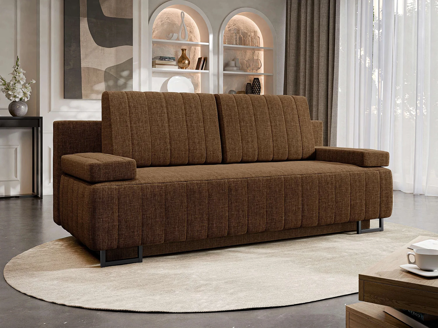 Sofá cama Columbus 152, Almacenaje, 90x200x90cm, Muebles ya montados