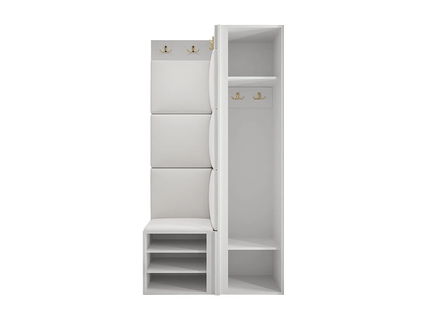 Meuble d'entrée Hartford 381, 186x82x46cm, Brun clair|Blanc, Tissu|MDF|Stratifié
