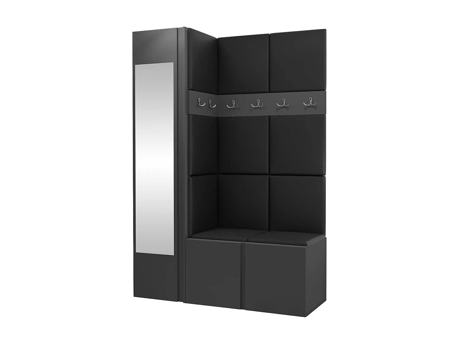 Meuble d'entrée Hartford 277, 186x124x46cm, Disponible, Graphite, Stratifié|Faux cuir