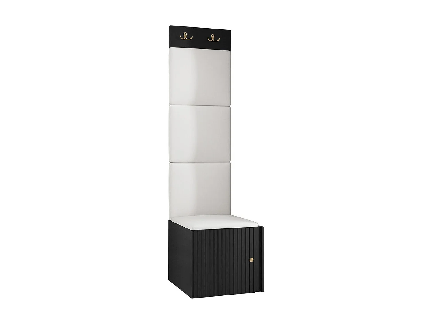 Meuble d'entrée Hartford 386, 186x42x46cm, Blanc|Noir, Stratifié|Faux cuir|MDF