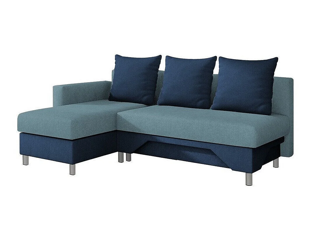 Canapé d'angle 3 places en tissu bleu AKRON 215x133x95 cm
