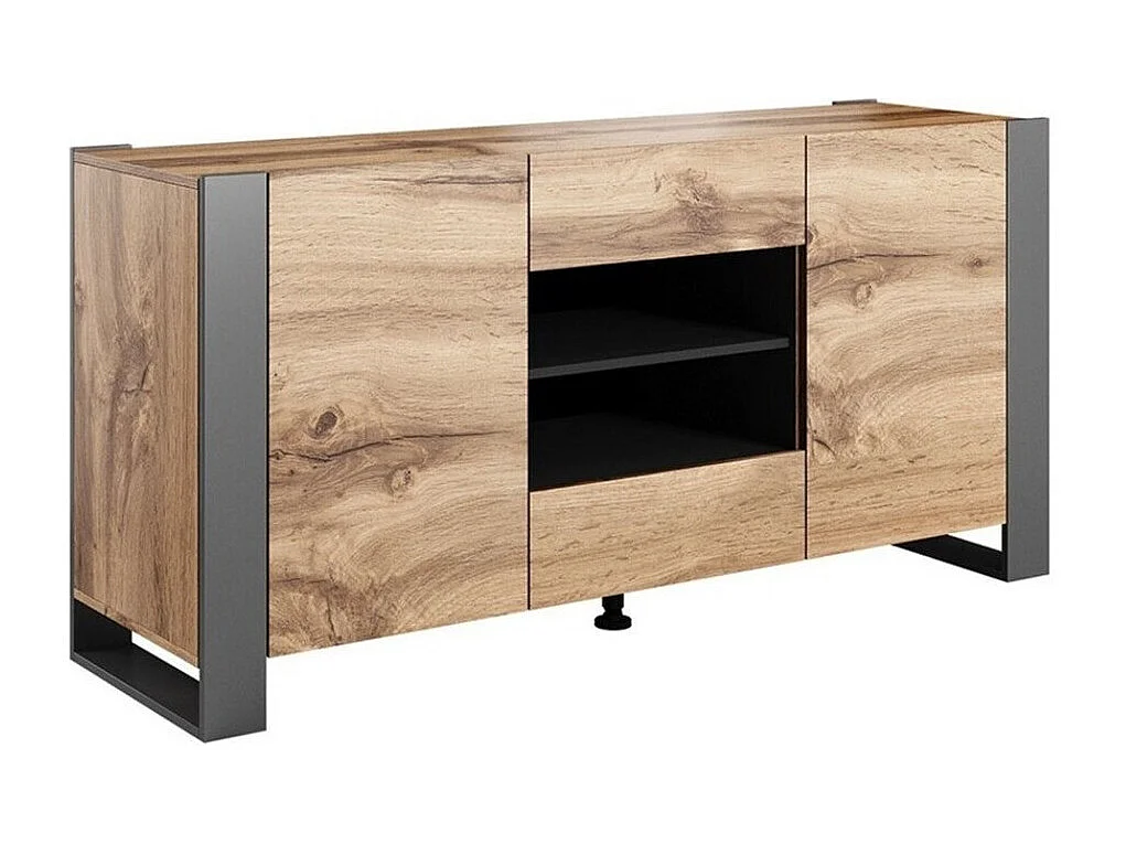 Commode Nolvoi 101, Chêne wotan|Anthracite, Tiroirs et portes, Nombre de tiroirs: 2, 80cm