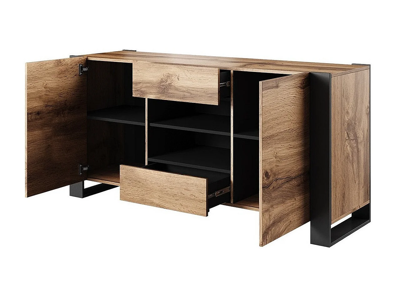 Commode Nolvoi 101, Chêne wotan|Anthracite, Tiroirs et portes, Nombre de tiroirs: 2, 80cm