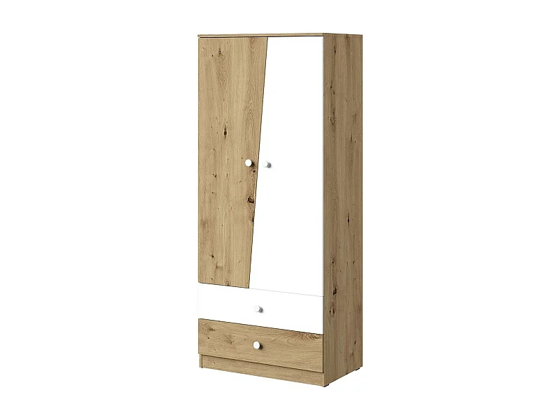 Armoire Almira 100, Blanc|Chêne Artisan, 191x80x50cm, Nombre d'étagères: 3