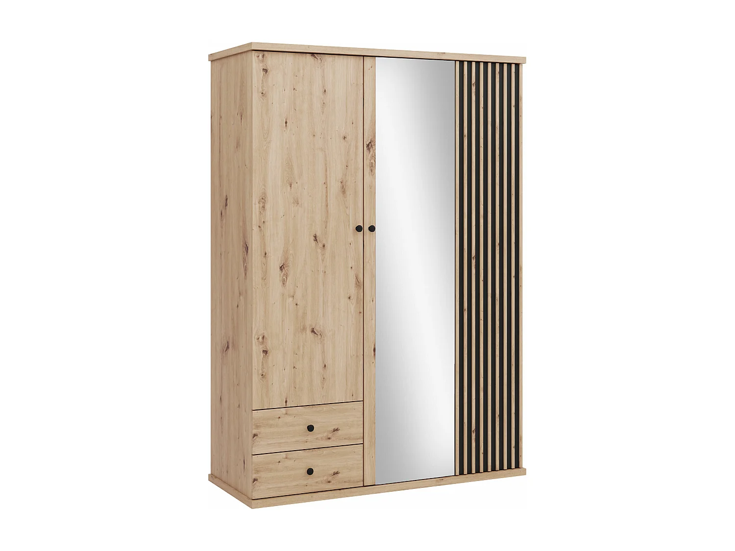 Armoire Venmava 115, Chêne Artisan|Noir, 213x150x60cm