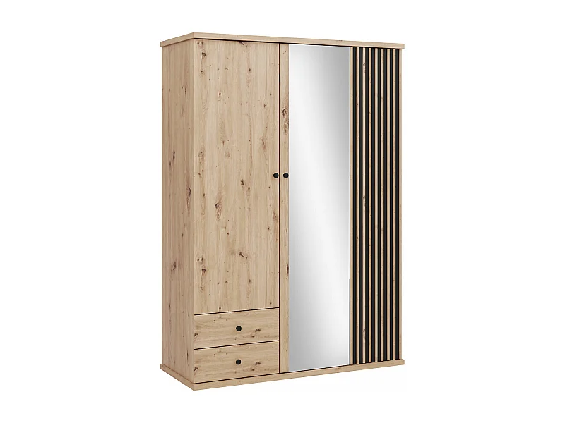 Armoire Venmava 115, Noir|Chêne Artisan, 213x150x60cm