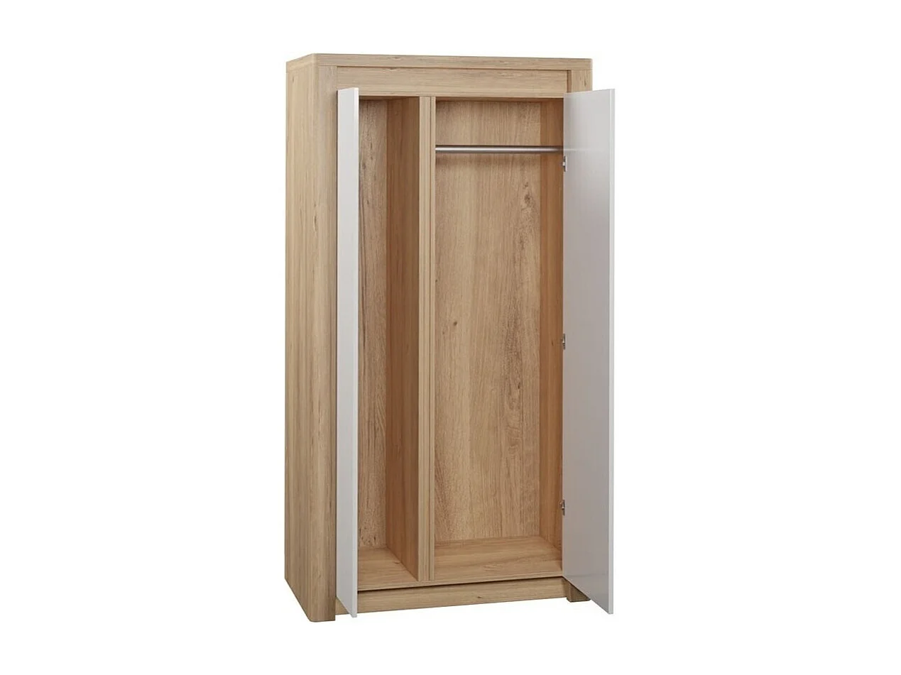 Armario Etrmona 100, Ribbeck roble|Blanco brillante, 197x98x59cm