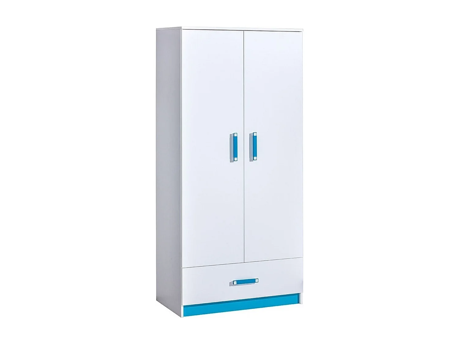 Armoire Sorviru 103, Blanc|Turquoise, 189x90x50cm, Portes d'armoire: Avec des charnières