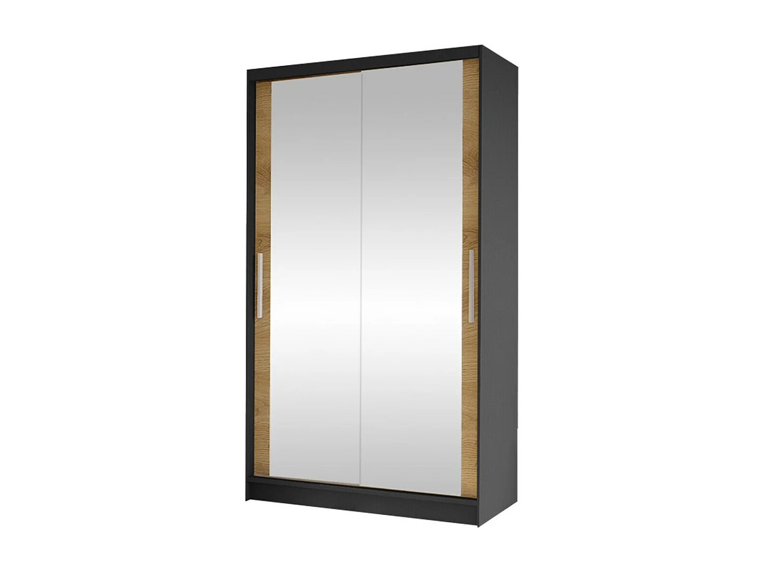 Armoire Closico 165, Chêne Artisan|Noir, 200x100x58cm, Portes d'armoire: Coulissantes