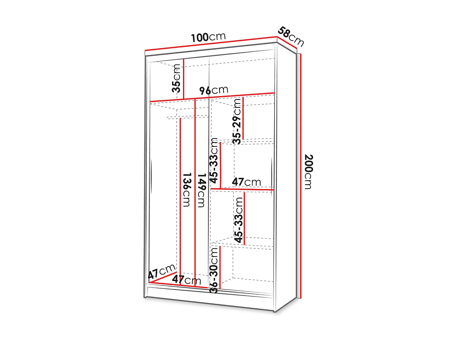Armoire Closico 165, Chêne Artisan|Noir, 200x100x58cm, Portes d'armoire: Coulissantes