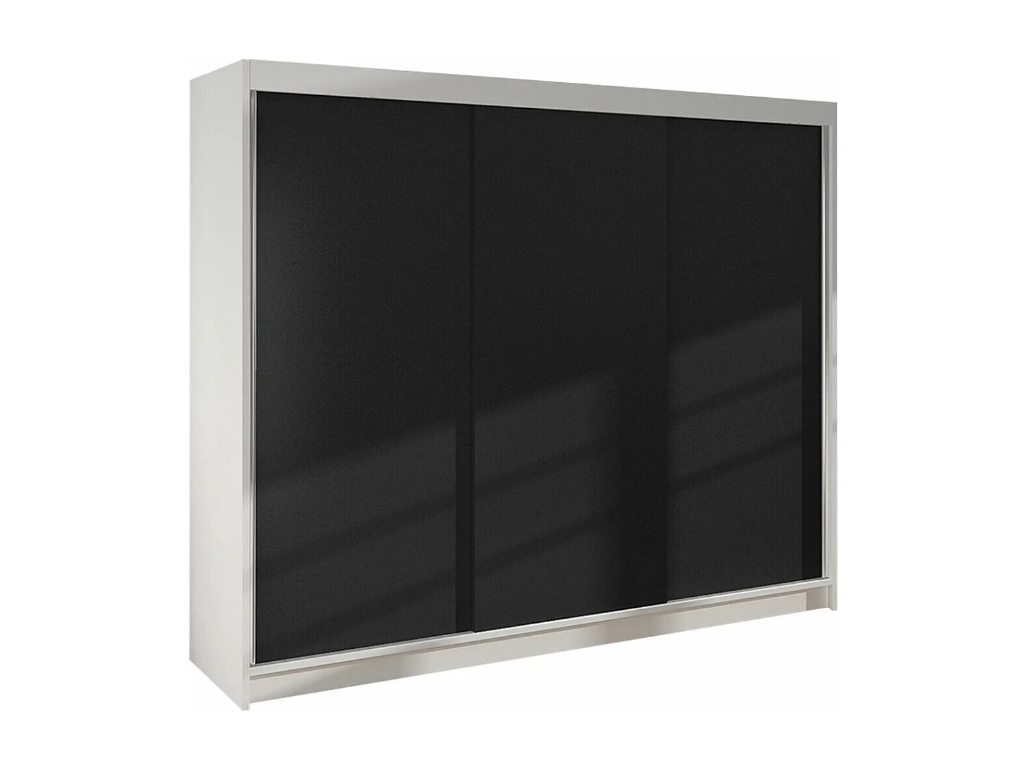 Armoire Closico 159, Noir|Blanc, 215x200x58cm, Portes d'armoire: Coulissantes