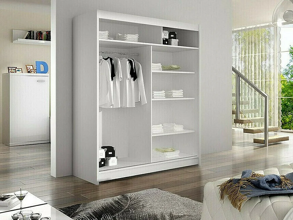 Armoire Closico 141, Chêne Artisan|Noir, 200x150x58cm, Portes d'armoire: Coulissantes