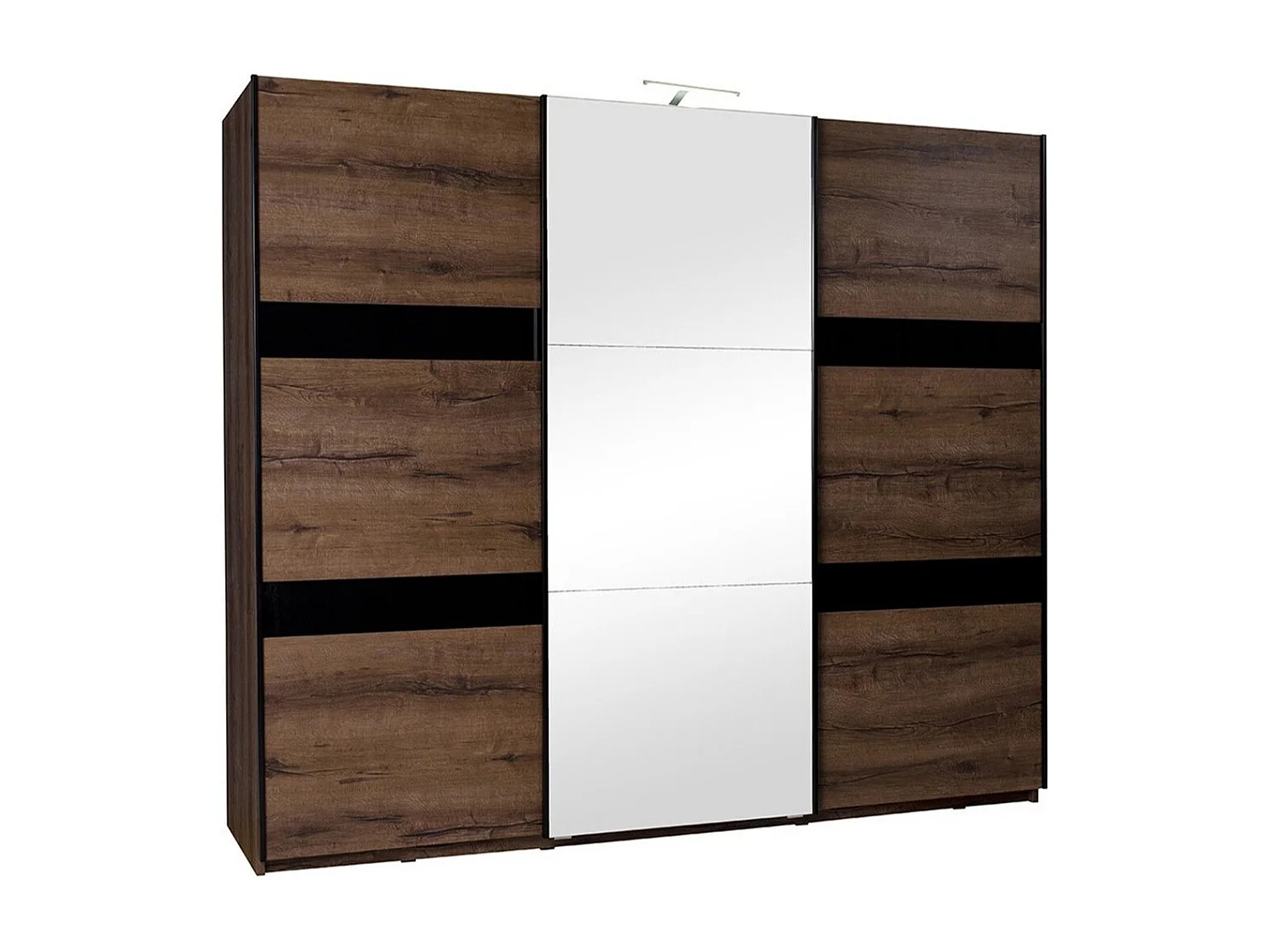 Armoire Fivelbo 110, Chêne du Monastery|Noir brillant, 215x250x69cm, Nombre d'étagères: 9