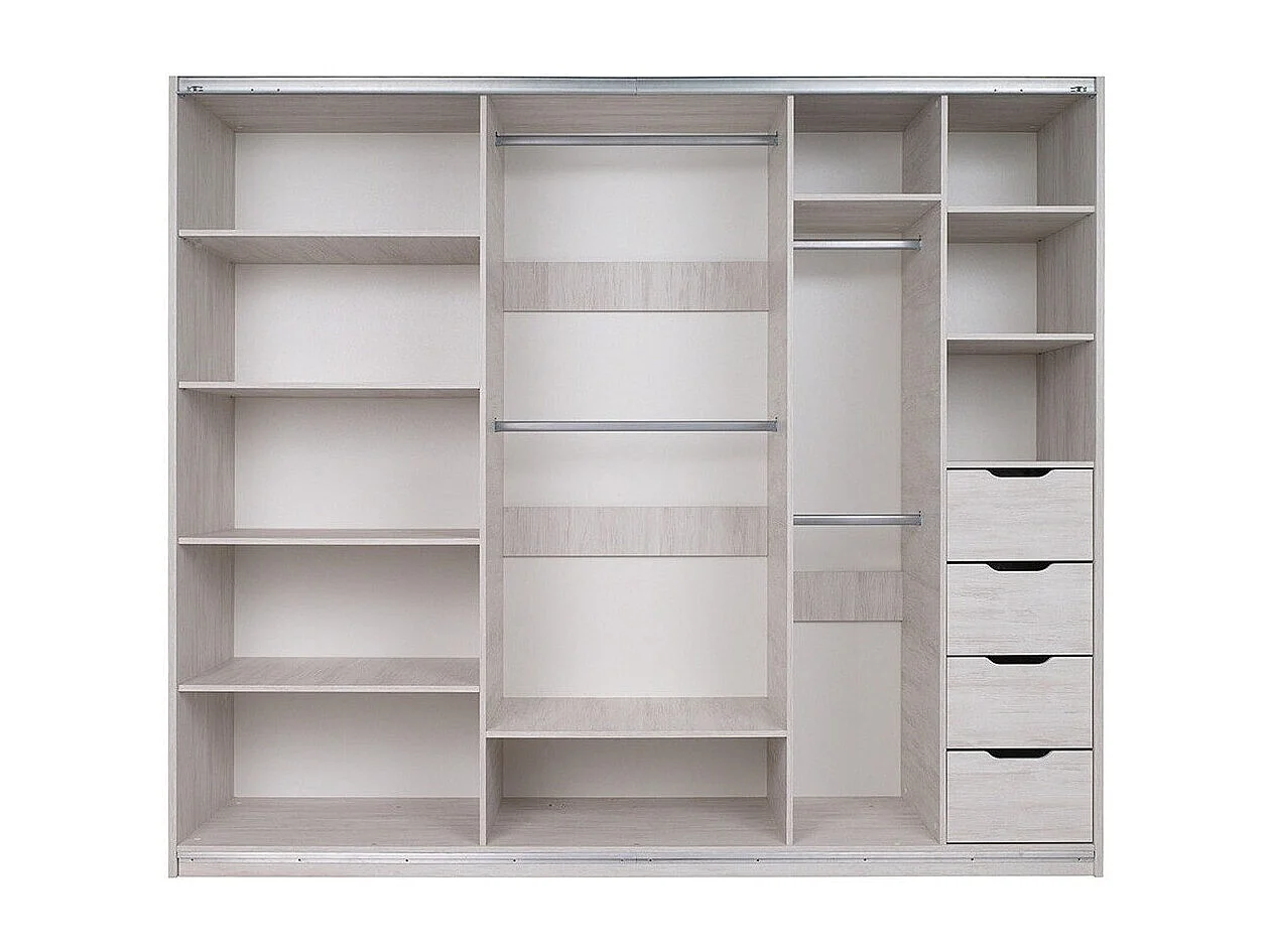 Armoire Fivelbo 110, Chêne du Monastery|Noir brillant, 215x250x69cm, Nombre d'étagères: 9