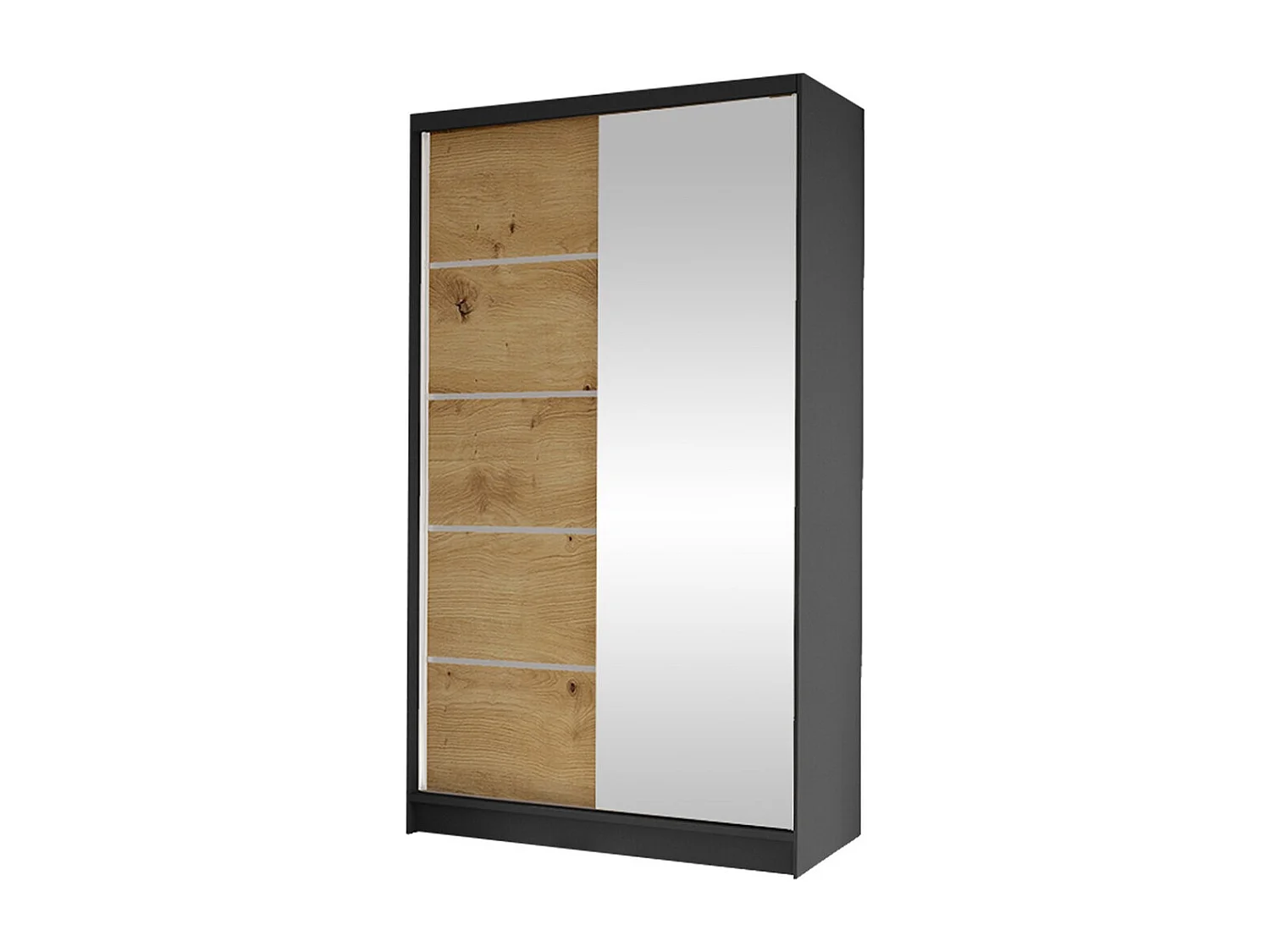 Armoire Closico 166, Chêne Artisan|Noir, 200x100x58cm, Portes d'armoire: Coulissantes