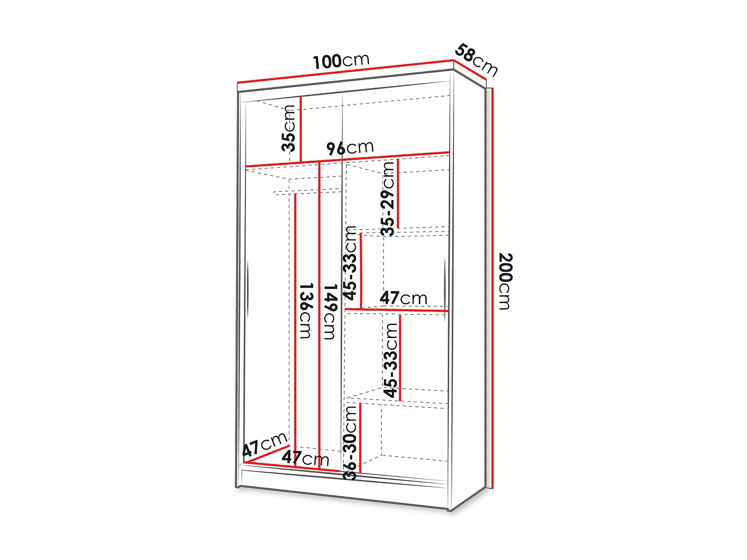 Armoire Closico 166, Chêne Artisan|Noir, 200x100x58cm, Portes d'armoire: Coulissantes