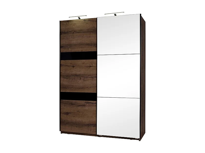 Armoire Fivelbo 109, Chêne du Monastery|Noir brillant, 215x150x69cm, Nombre d'étagères: 5