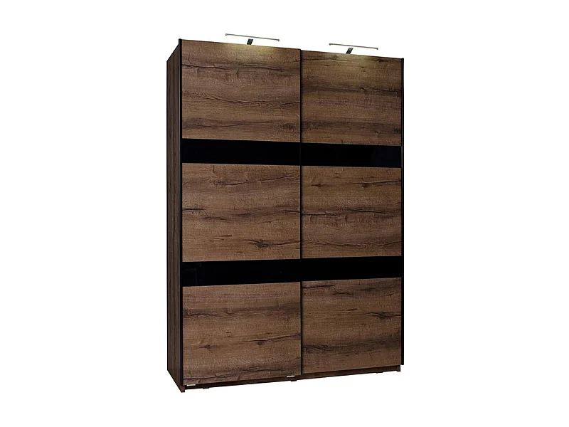 Armoire Fivelbo 109, Chêne du Monastery|Noir brillant, 215x150x69cm, Nombre d'étagères: 5