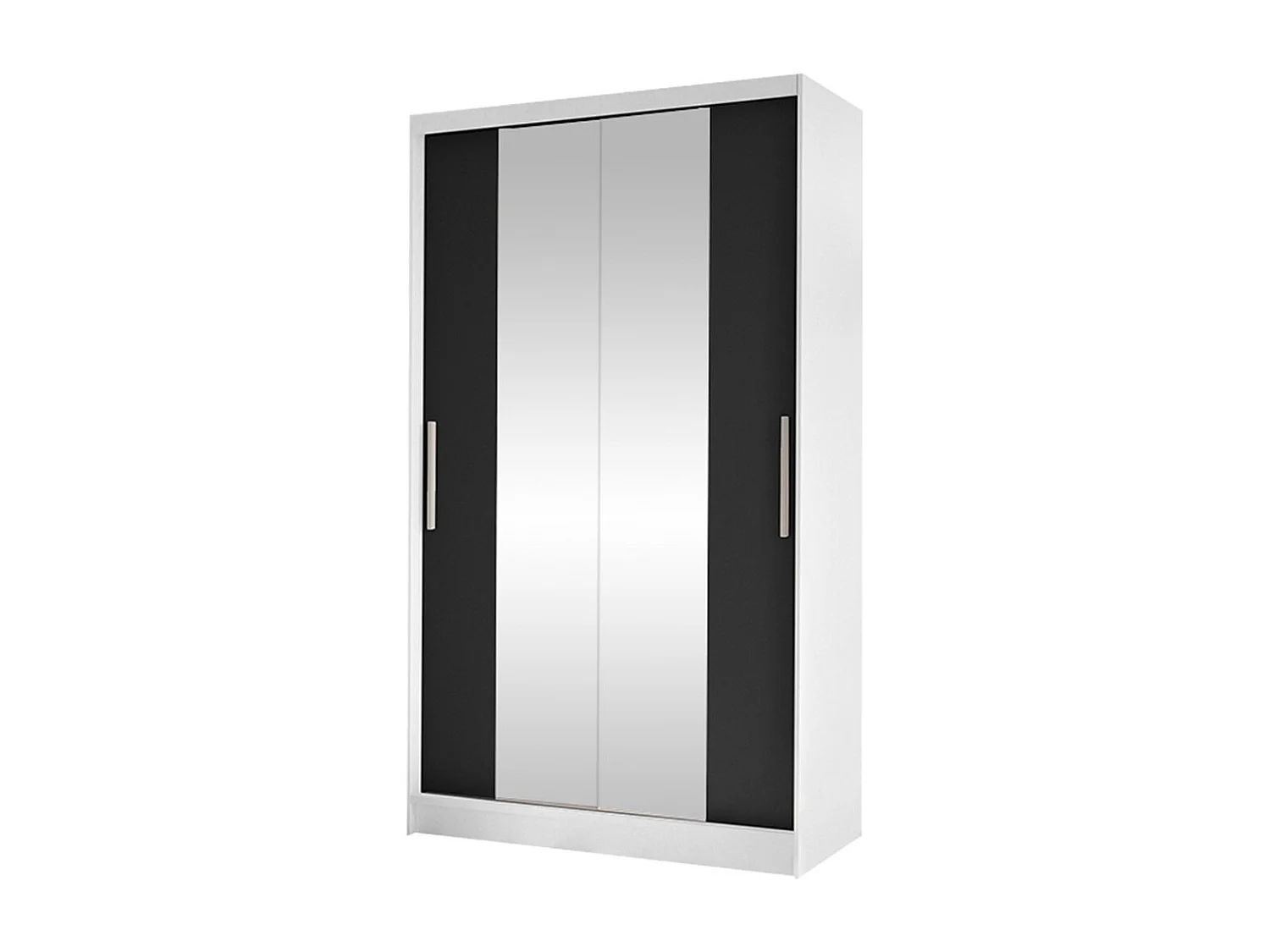 Armoire Closico 163, Noir|Blanc, 200x100x58cm, Portes d'armoire: Coulissantes
