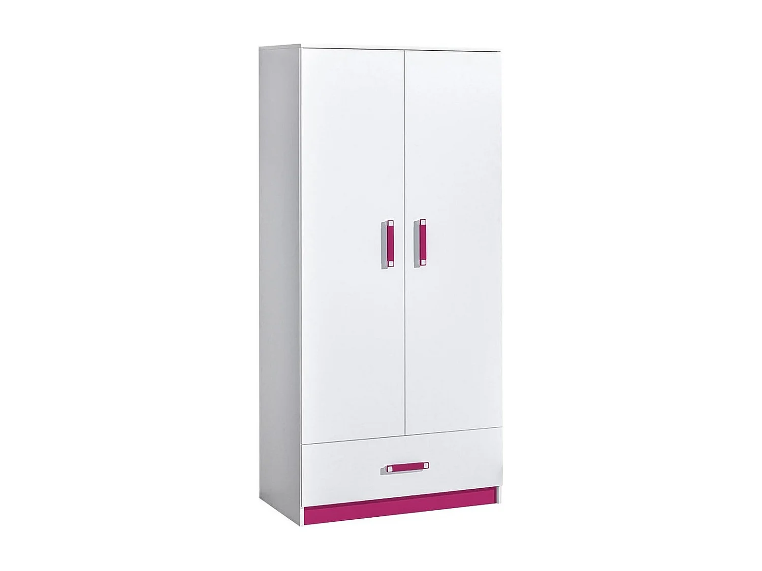 Armoire Sorviru 103, Blanc|Rose, 189x90x50cm, Portes d'armoire: Avec des charnières
