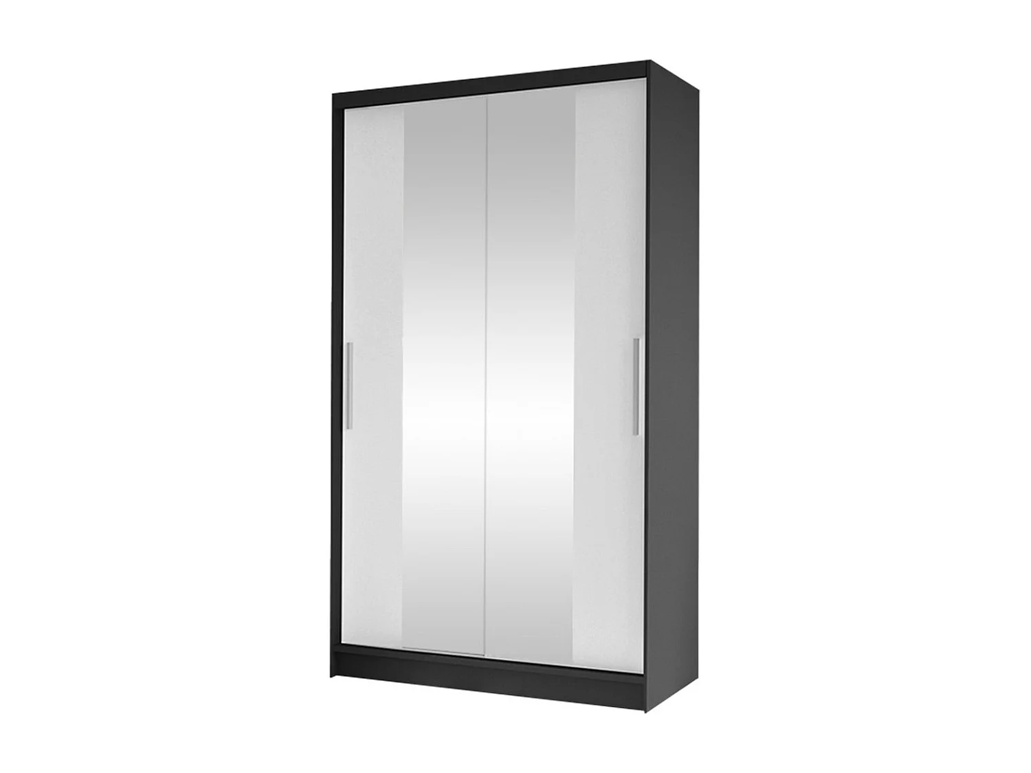 Armoire Closico 163, Blanc|Noir, 200x100x58cm, Portes d'armoire: Coulissante