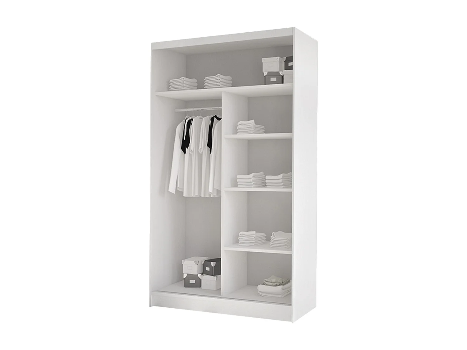 Armoire Closico 165, Noir|Blanc, 200x100x58cm, Portes d'armoire: Coulissantes