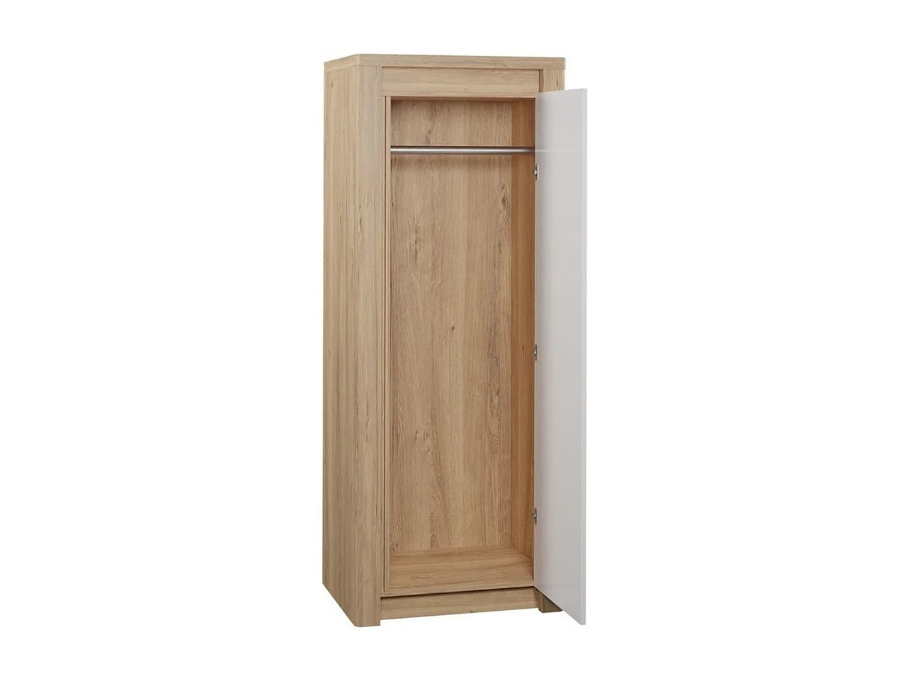 Armoire Etrmona 101, Ribbeck chêne|Blanc brillant, 197x72x59cm, Nombre d'étagères: 3