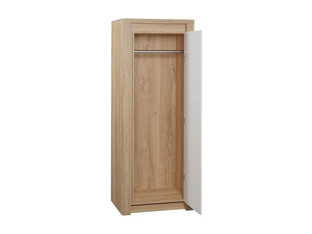 Armoire Etrmona 101, Ribbeck chêne|Blanc brillant, 197x72x59cm, Nombre d'étagères: 3