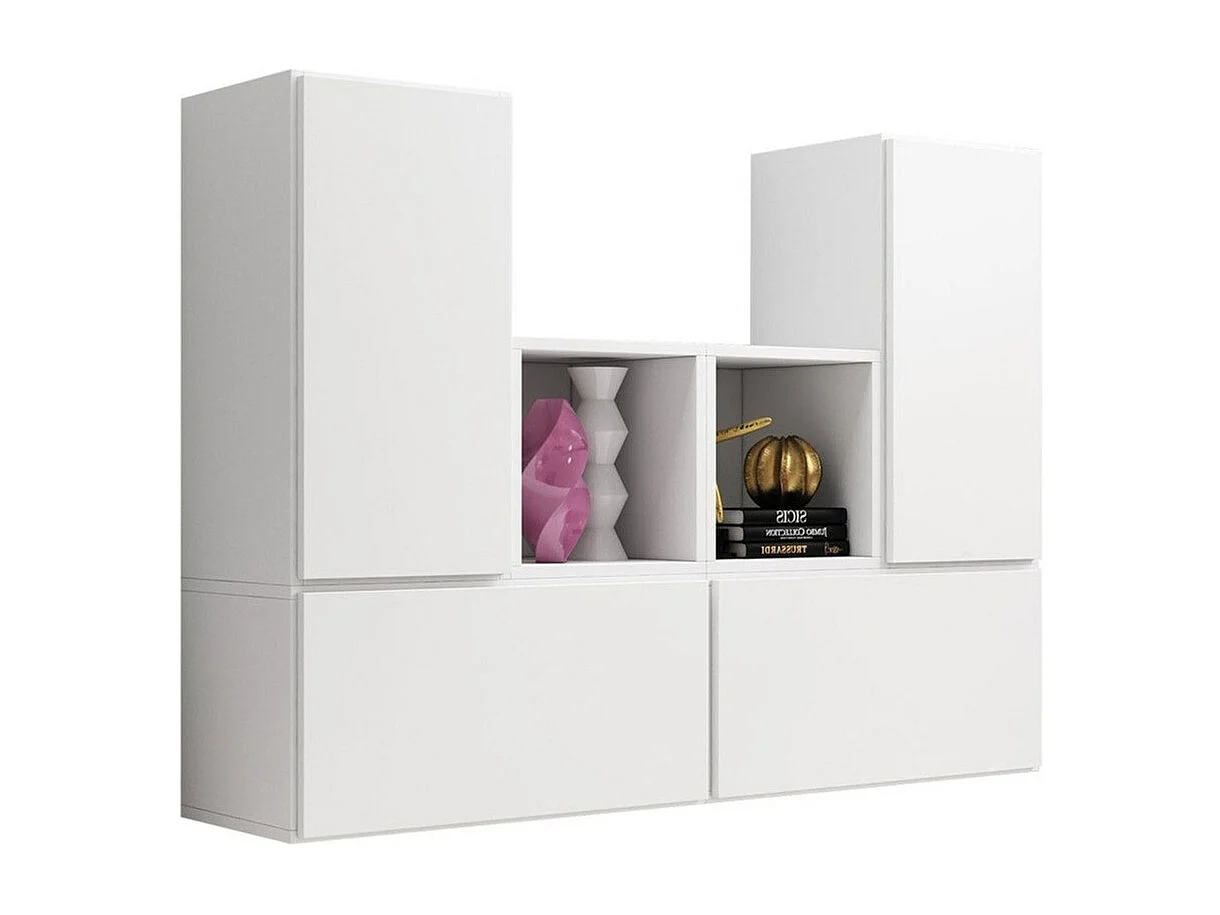 Ensemble d'armoires Corbele 123, Blanc, 113x150x39cm, Stratifié|MDF
