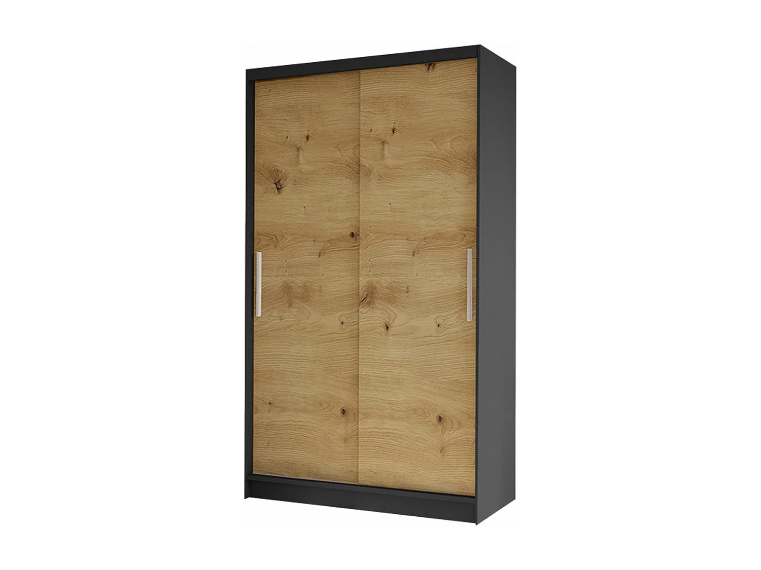 Armoire Closico 162, Chêne Artisan|Noir, 200x100x58cm, Portes d'armoire: Coulissantes