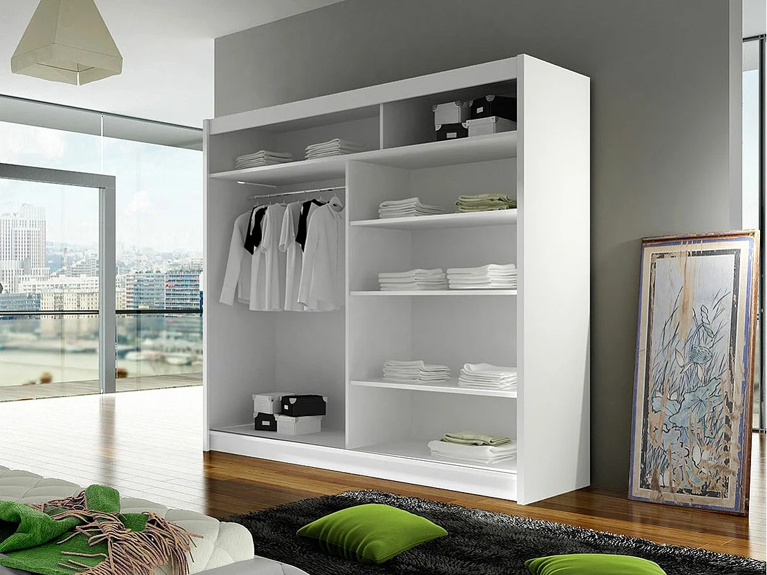 Armoire Closico Cavaris II, Blanc|Chêne Artisan, 215x180x58cm, Nombre d'étagères: 5