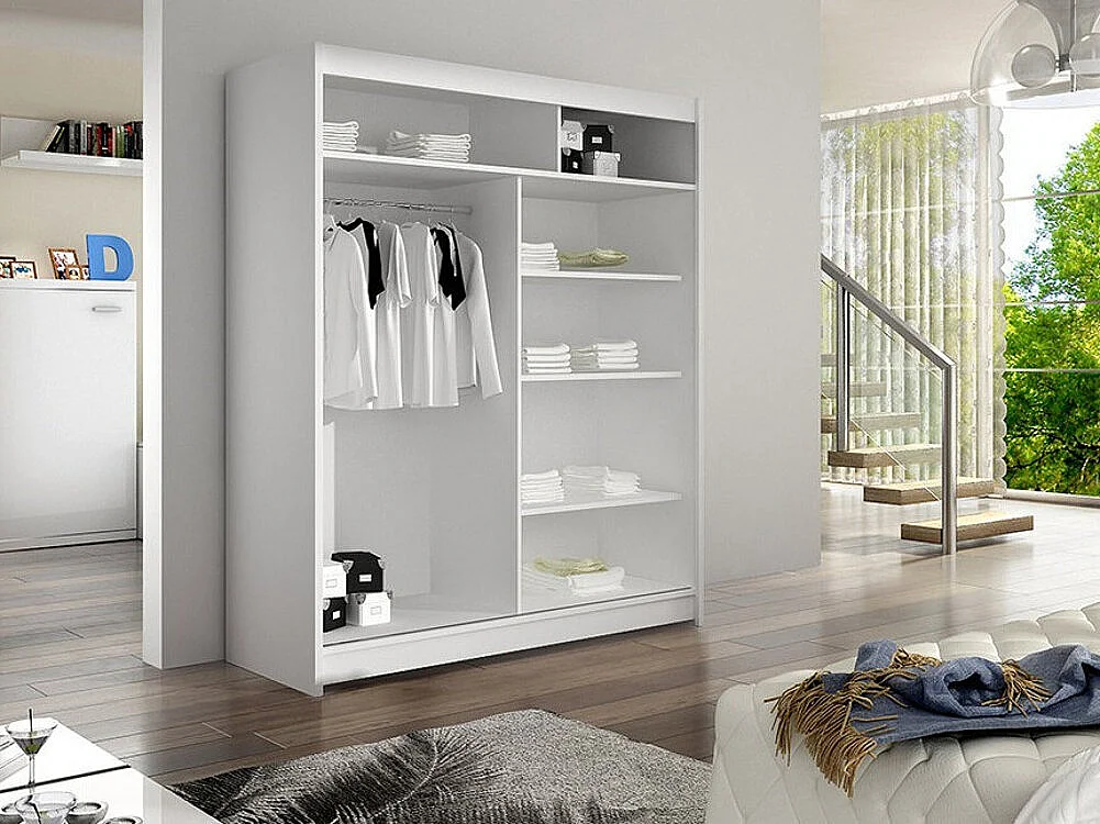 Armoire Closico 143, Noir|Chêne Artisan, 200x150x58cm, Portes d'armoire: Coulissantes