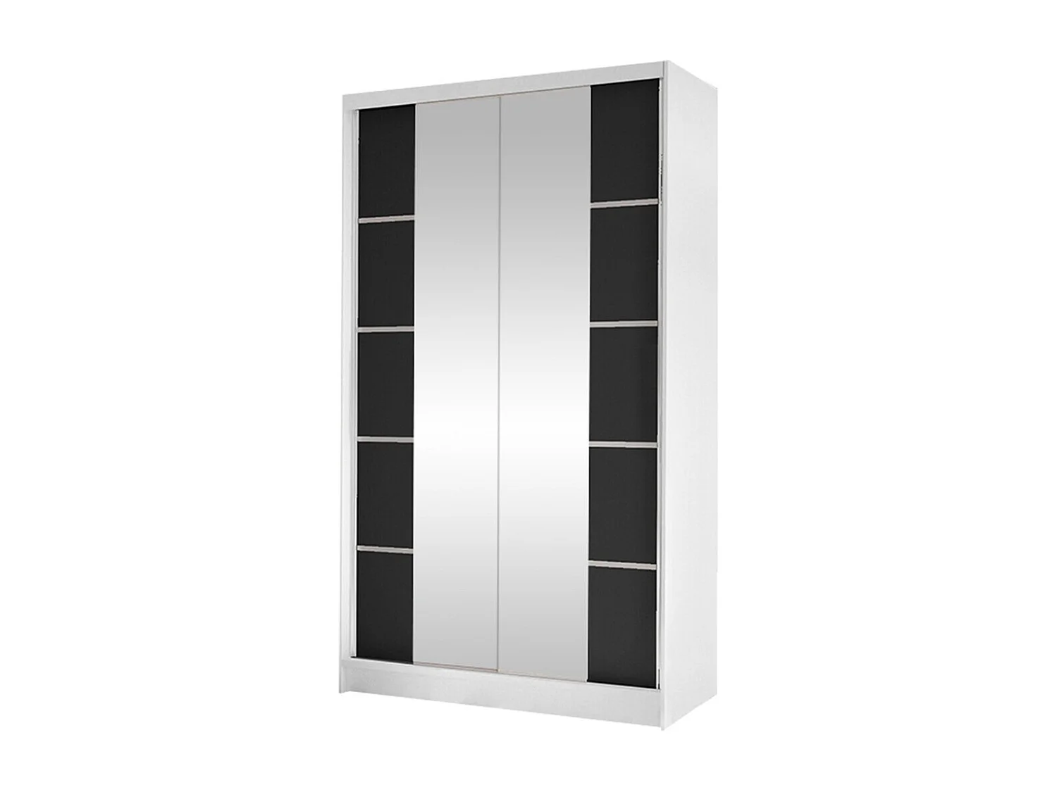 Armoire Closico 168, Noir|Blanc, 200x100x58cm, Portes d'armoire: Coulissantes