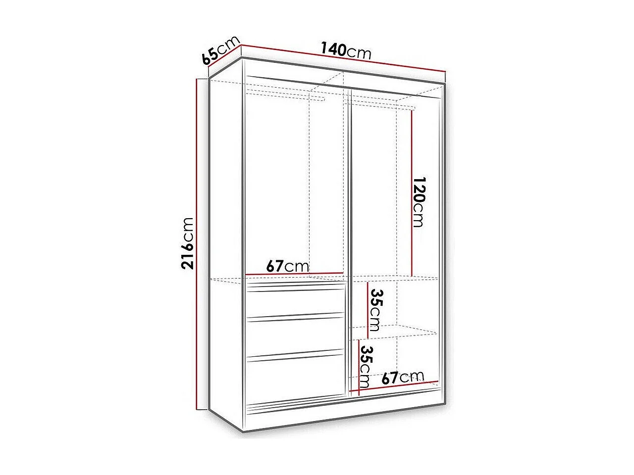 Armoire Toledo 115, Chêne de Lefkas|Noir mat, 216x140x65cm, Nombre d'étagères: 1