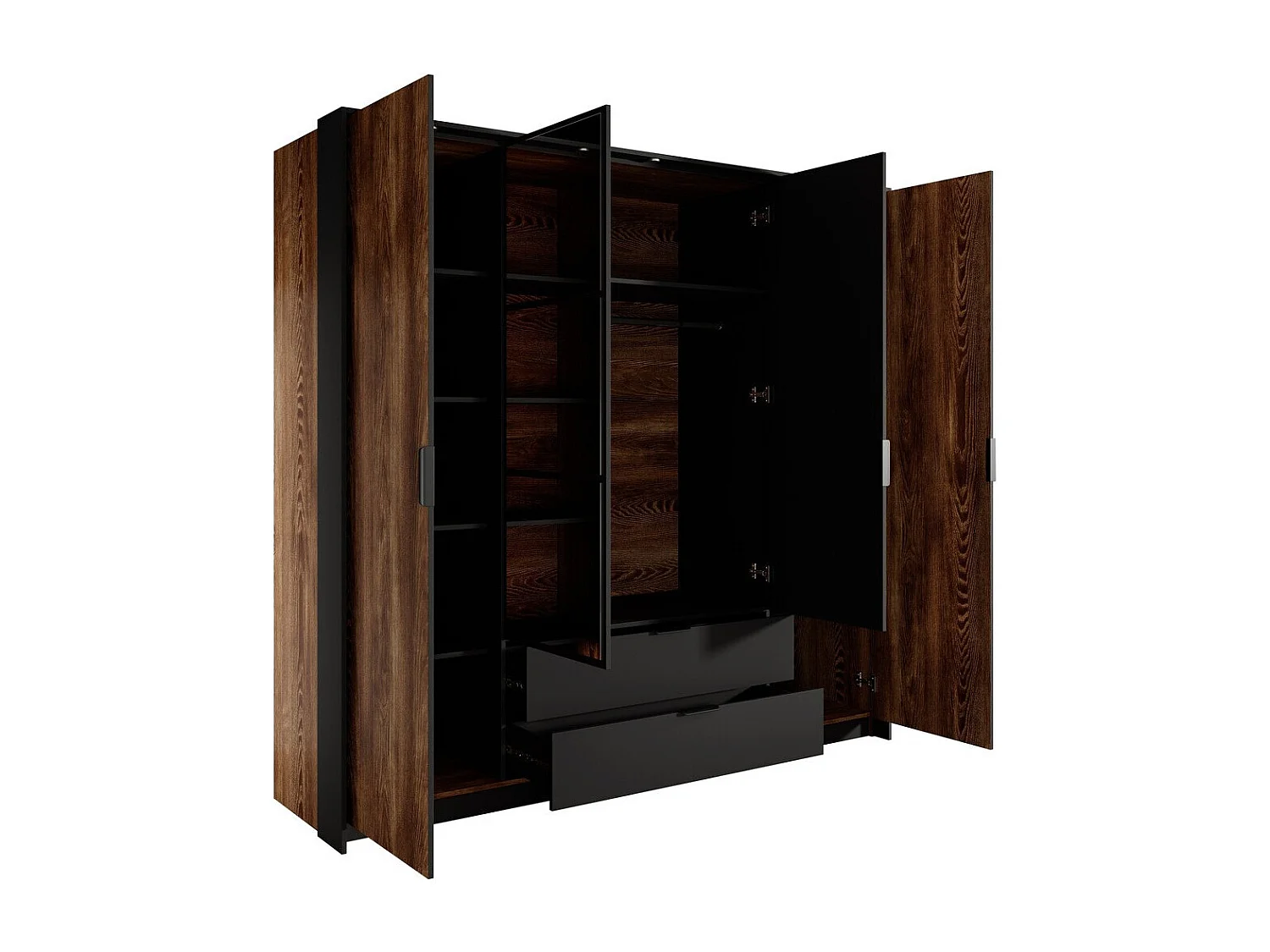 Armoire Flodale 101, Anthracite|Châtaigne, 210x224x59cm