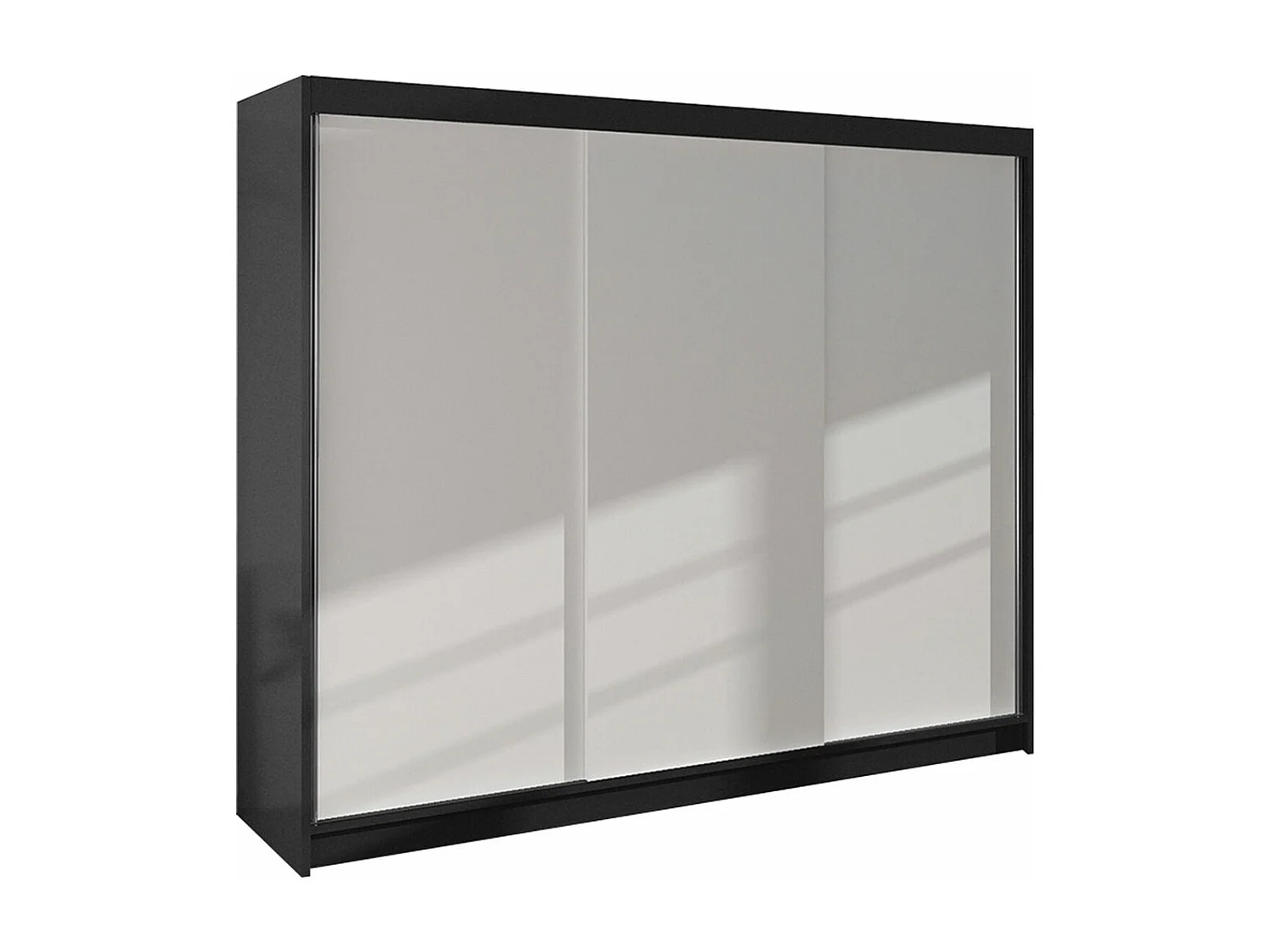 Armoire Closico 159, Noir|Blanc, 215x200x58cm, Portes d'armoire: Coulissantes