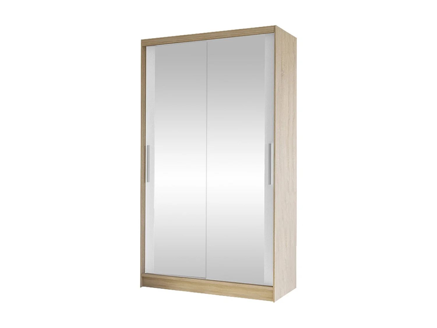 Armoire Closico 165, Sonoma chêne|Blanc, 200x100x58cm, Portes d'armoire: Coulissantes