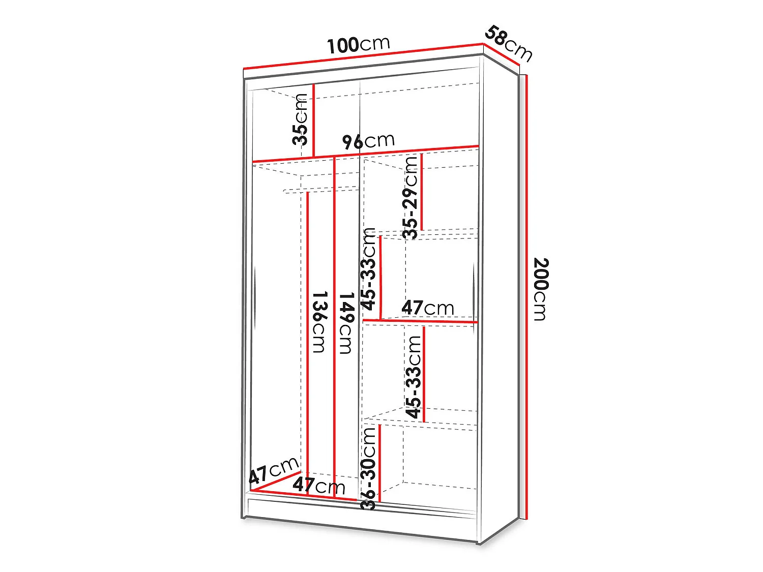 Armoire Closico Structor VII, Nombre d'étagères: 4, 20x10x6cm