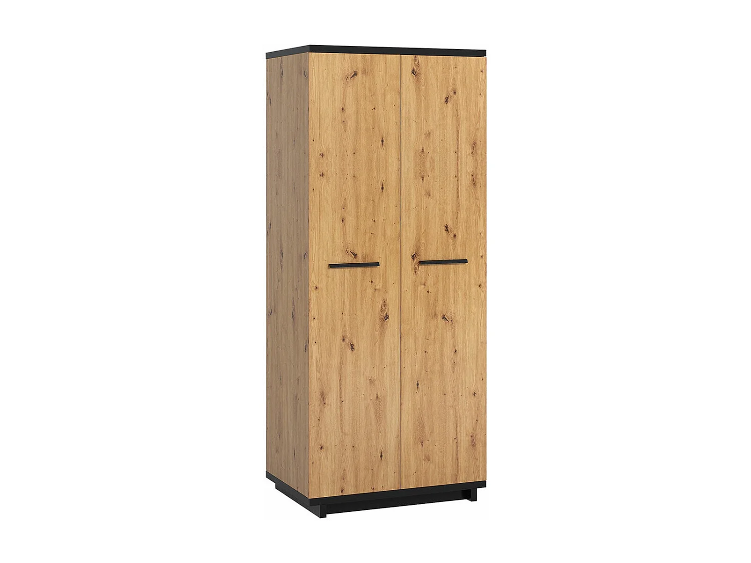 Armoire Morlira 107, Noir mat|Chêne Artisan, 215x90x60cm, Nombre d'étagères: 5