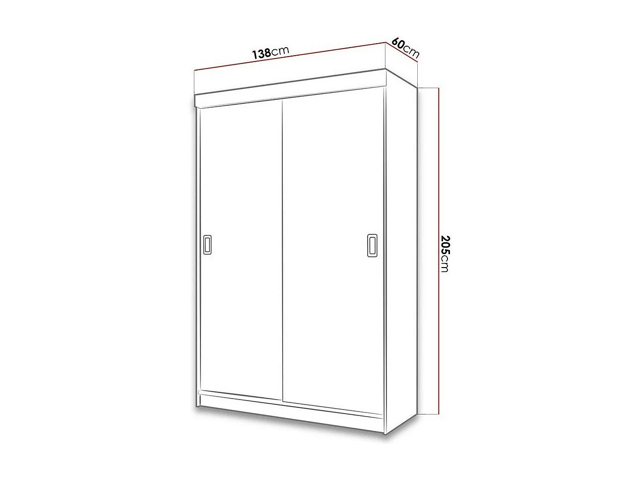 Armoire Dover 111, Graphite|Blanc, 205x138x60cm, Portes d'armoire: Coulissantes