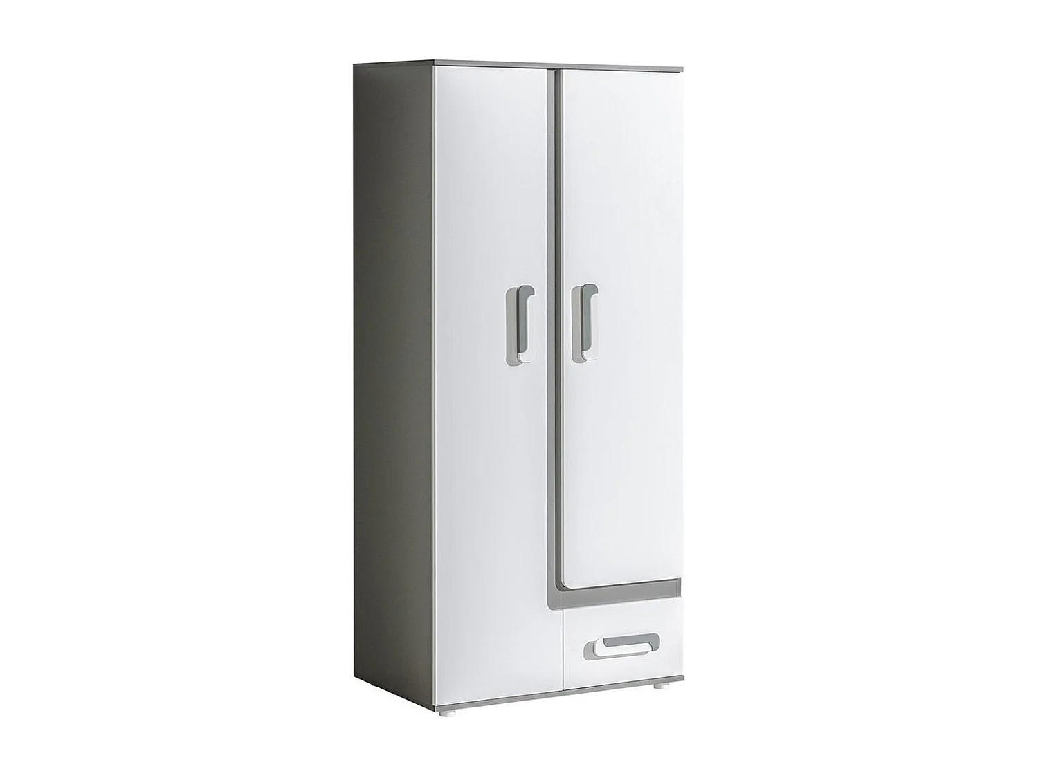 Armoire Aviseve 106, Blanc|Anthracite, 192x85x50cm, Portes d'armoire: Avec des charnières